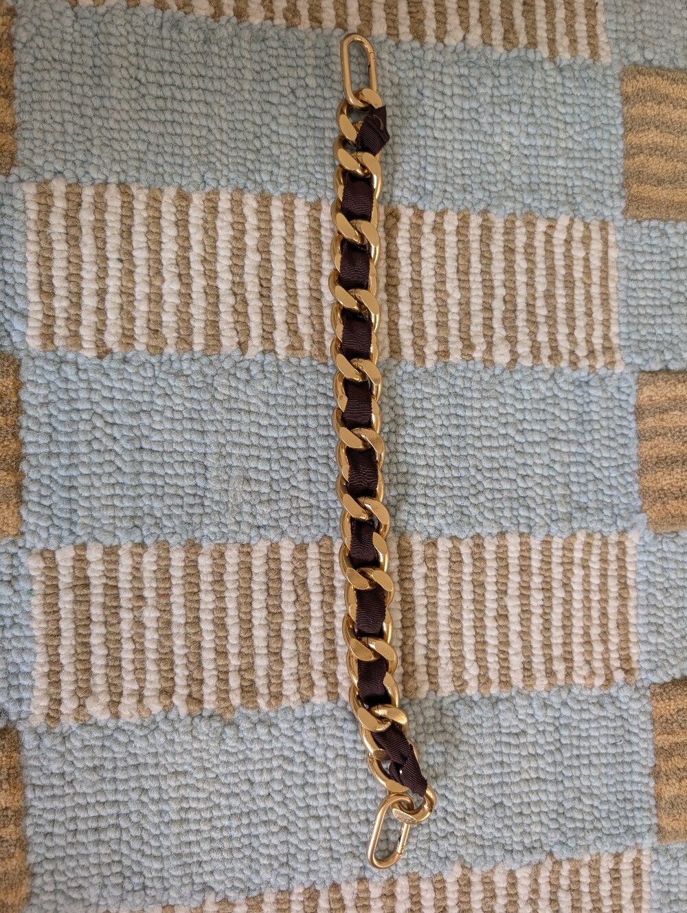 Clare V Shortie Strap Brass Curb Chain With Brown Grosgrain Ribbon - Picture 4 of 4